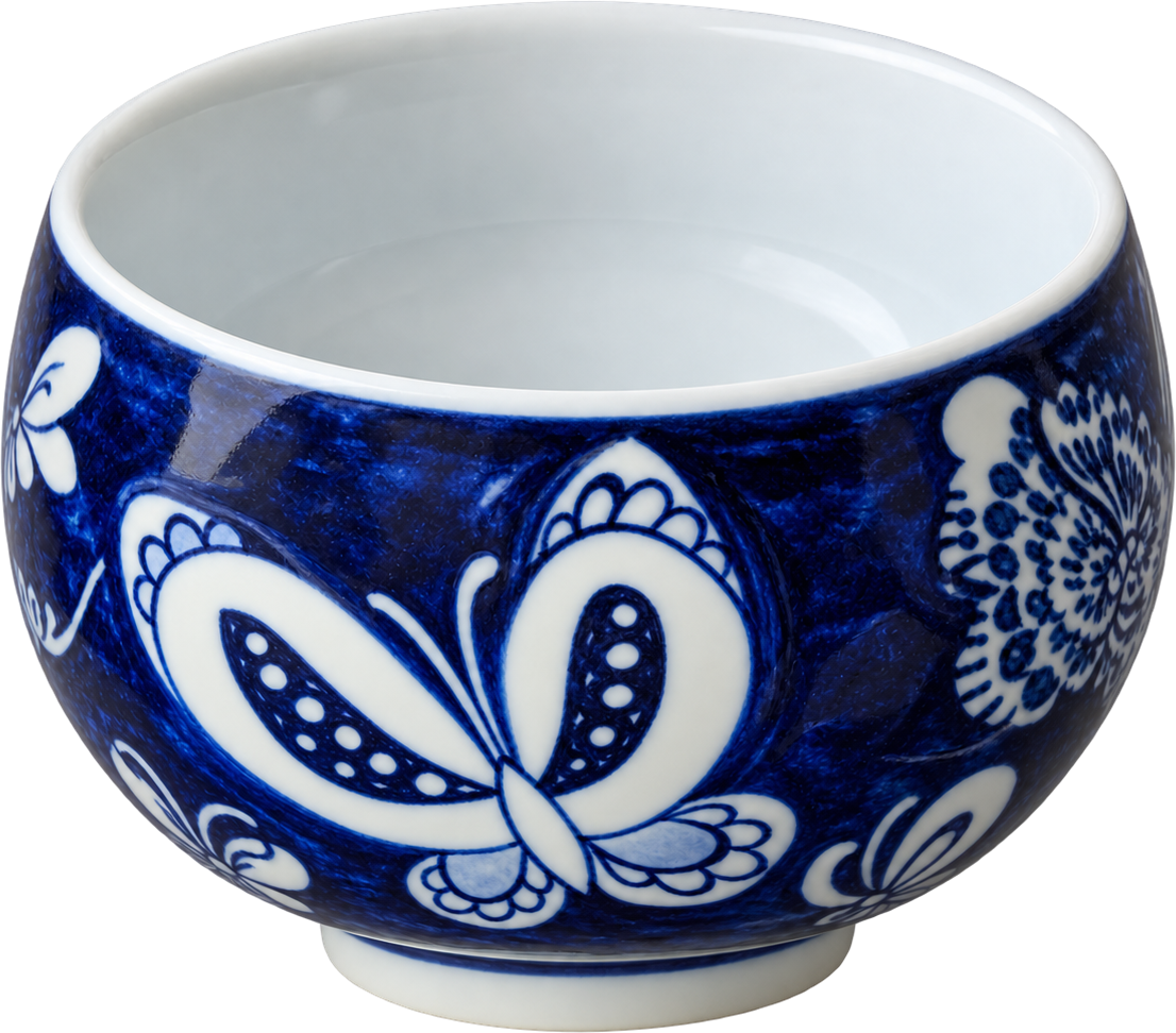 AI-assisted full-view presentation of the butterfly cup; original details are labelled separately